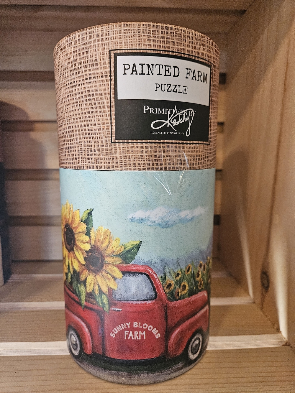 Primitives by Kathy Red Truck Sunflower Puzzle Cylinder